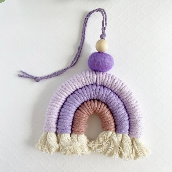 Macrame Wall Hanging, Nursery Wall Hanging, Rainbow Boho Macrame Decorations - Picture 3 of 5